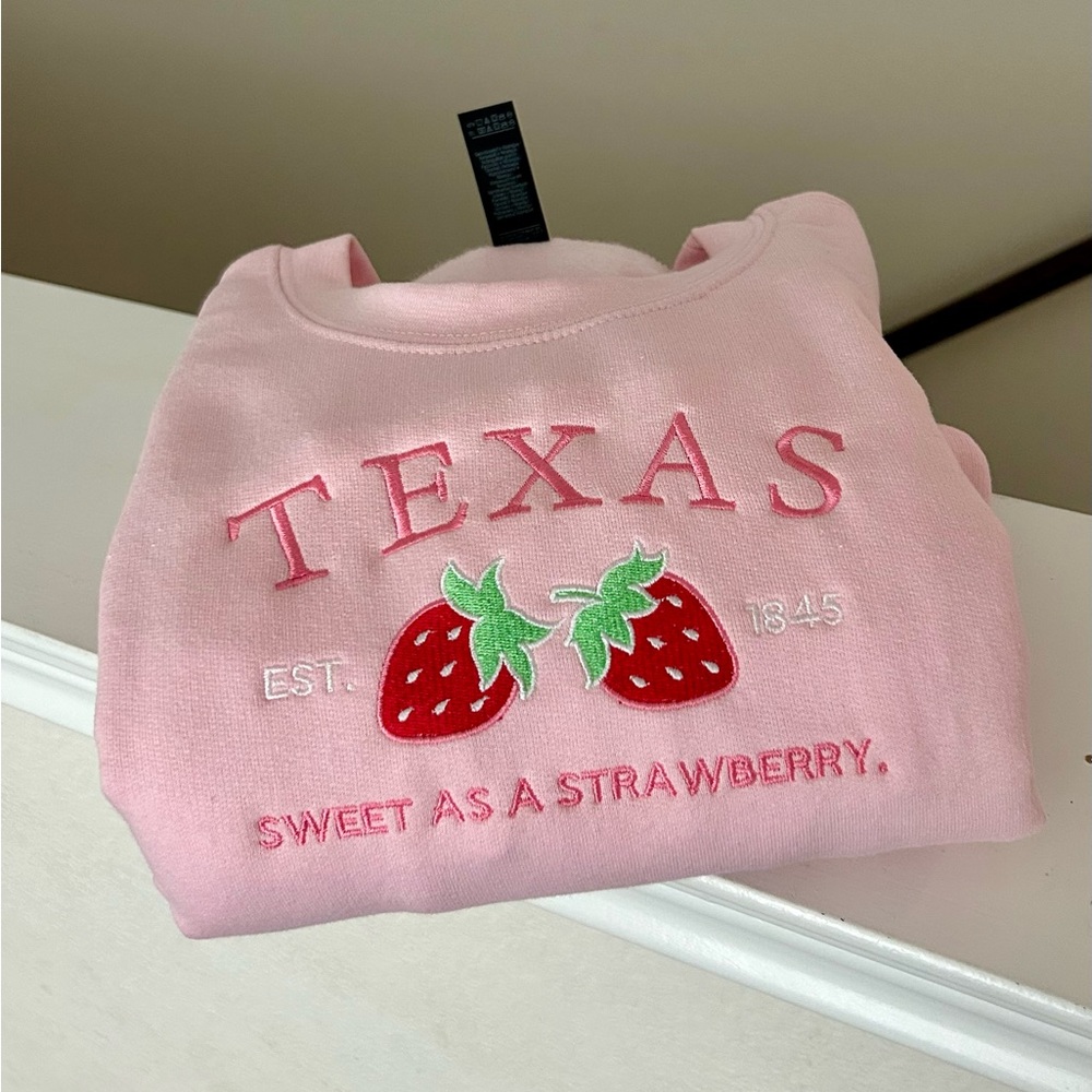 Texas sweet as a strawberry embroidered crewneck sweatshirt